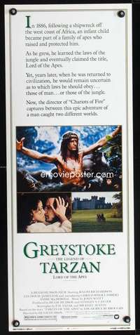 b313 GREYSTOKE insert movie poster '83 Christopher Lambert as Tarzan!