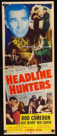 b323 HEADLINE HUNTERS insert movie poster '55 Rod Cameron, Bishop