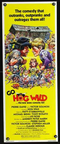 b337 HOG WILD ('80) insert movie poster '80 Jack Davis art, female bikers!