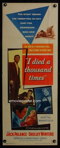 b353 I DIED A THOUSAND TIMES insert movie poster '55 Jack Palance