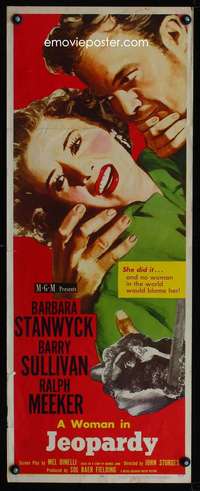 b375 JEOPARDY insert movie poster '53 Barbara Stanwyck, film noir!