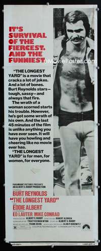 b414 LONGEST YARD insert movie poster '74 Burt Reynolds, football