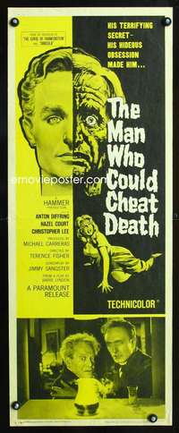 b436 MAN WHO COULD CHEAT DEATH insert movie poster '59 Hammer, Lee
