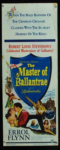 b446 MASTER OF BALLANTRAE insert movie poster '53 Errol Flynn