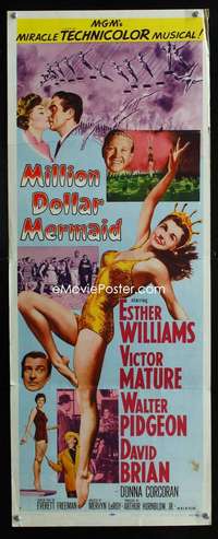 b455 MILLION DOLLAR MERMAID insert movie poster '52 sexy Esther Williams