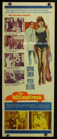 b456 MILLIONAIRESS insert movie poster '60 Sophia Loren, Peter Sellers