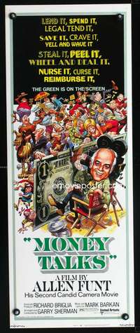b463 MONEY TALKS ('72) insert movie poster '72 Allen Funt, Jack Davis art