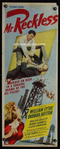 b471 MR RECKLESS insert movie poster '48 William Eythe, Britton
