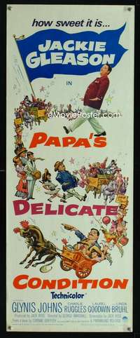 b515 PAPA'S DELICATE CONDITION insert movie poster '63 Jackie Gleason