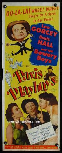 b517 PARIS PLAYBOYS insert movie poster '54 Leo Gorcey & Bowery Boys