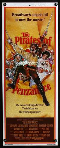 b523 PIRATES OF PENZANCE ('83) insert movie poster '83 Kline, Drew art!