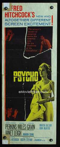 b548 PSYCHO ('60) insert movie poster '60 Leigh,Perkins,Alfred Hitchcock