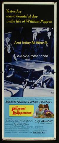 b551 PURSUIT OF HAPPINESS ('70) insert movie poster '70 Sarrazin, Hershey