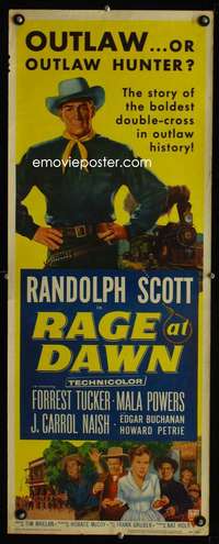 b554 RAGE AT DAWN insert movie poster '55 Randolph Scott, Tucker