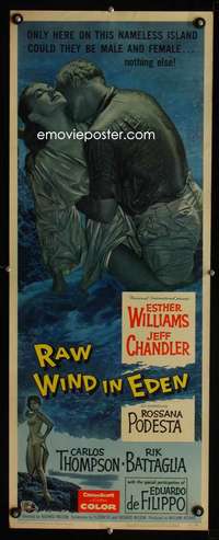 b562 RAW WIND IN EDEN insert movie poster '58 sexy Esther Williams!