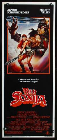 b564 RED SONJA insert movie poster '85 Brigitte Nielsen & Arnold!