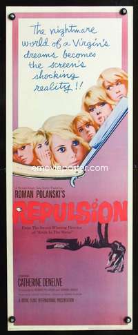 b568 REPULSION insert movie poster '65 Polanski, Catherine Deneuve