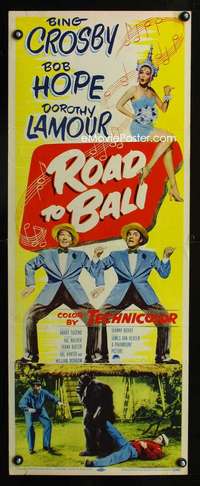 b581 ROAD TO BALI insert movie poster '52 Bing Crosby, Hope, Lamour