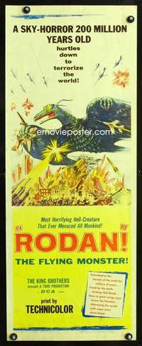 b587 RODAN insert movie poster '56 The Flying Monster, Toho, Honda