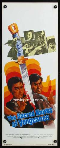 b594 SACRED KNIVES OF VENGEANCE insert movie poster '73 kung fu!