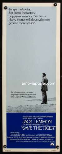 b599 SAVE THE TIGER insert movie poster '73 Oscar Winner Jack Lemmon!