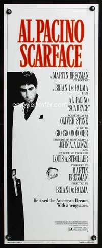 b600 SCARFACE ('83) insert movie poster '83 Al Pacino, Brian De Palma