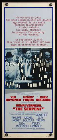 b607 SERPENT ('73) insert movie poster '73 Henry Fonda, Brynner, Bogarde