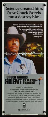 b617 SILENT RAGE insert movie poster '82 science created Chuck Norris!