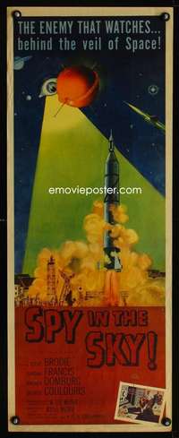 b646 SPY IN THE SKY insert movie poster '58 cool sci-fi image!