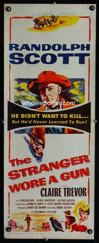 b659 STRANGER WORE A GUN insert movie poster '53 Randolph Scott
