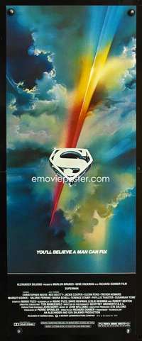 b667 SUPERMAN ('78) insert movie poster '78 Bob Peak shield style art!