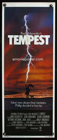 b680 TEMPEST ('82) insert movie poster '82 John Cassavetes, Gena Rowlands
