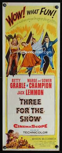 b695 THREE FOR THE SHOW insert movie poster '54 Betty Grable, Lemmon