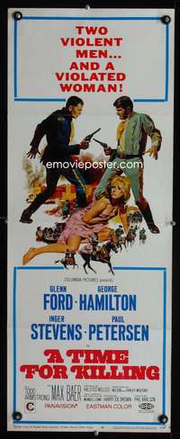 b699 TIME FOR KILLING insert movie poster '67 Glenn Ford, Hamilton