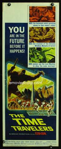 b701 TIME TRAVELERS insert movie poster '64 cool Reynold Brown art!