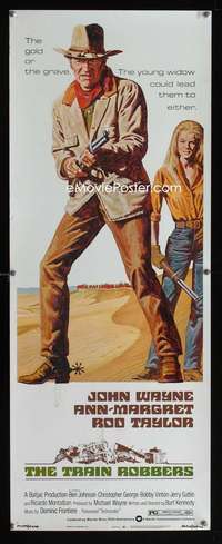 b717 TRAIN ROBBERS insert movie poster '73 John Wayne, Ann-Margret
