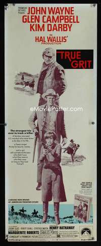b723 TRUE GRIT insert movie poster '69 John Wayne, Kim Darby, Duvall