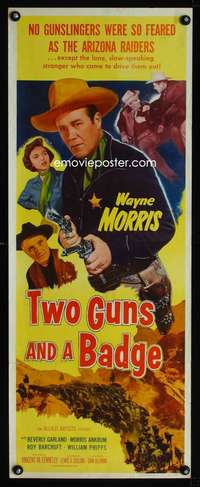 b008 2 GUNS & A BADGE insert movie poster '54 cowboy Wayne Morris!
