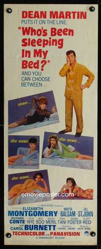 b778 WHO'S BEEN SLEEPING IN MY BED insert movie poster '63 Dean Martin