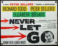 c298 NEVER LET GO English half-sheet movie poster '62 Peter Sellers