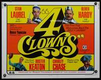 c024 4 CLOWNS half-sheet movie poster '70 Laurel & Hardy, Buster Keaton