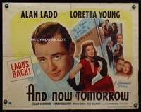 c039 AND NOW TOMORROW half-sheet movie poster '44 Alan Ladd, Loretta Young