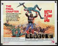 c052 BATTLE FOR THE PLANET OF THE APES half-sheet movie poster '73 sci-fi!