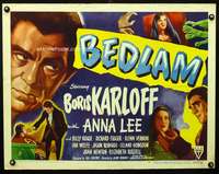 c054 BEDLAM style B half-sheet movie poster '46 Boris Karloff, Val Lewton