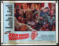 c069 BRANNIGAN half-sheet movie poster '75 fighting John Wayne in England!