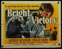 c075 BRIGHT VICTORY half-sheet movie poster '51 Arthur Kennedy, Peggy Dow