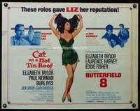 c085 CAT ON A HOT TIN ROOF/BUTTERFIELD 8 half-sheet movie poster '66