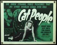c086 CAT PEOPLE half-sheet movie poster R57 Simone Simon, horror!