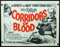 c096 CORRIDORS OF BLOOD half-sheet movie poster '63 Boris Karloff, Chris Lee