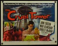 c101 CRUEL TOWER half-sheet movie poster '56 John Ericson, skyscraper!